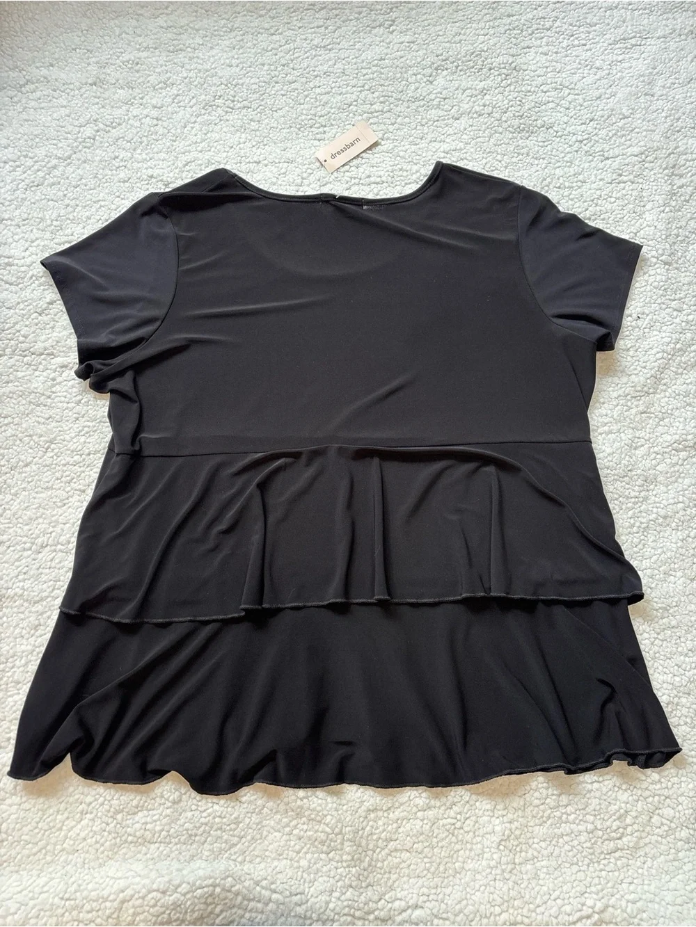 Dressbarn Black Ruffle Tiered Short Sleeve Top XXL